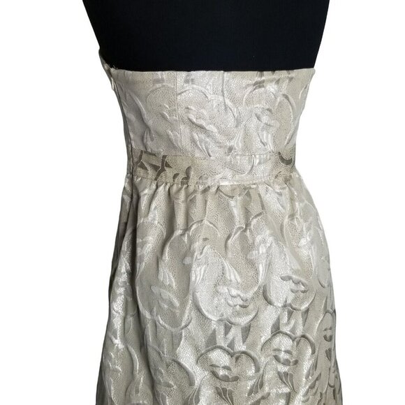 American Eagle Outfitters beige sparkly Gold Strapless party dance Dress Sz 10 - Picture 6 of 6
